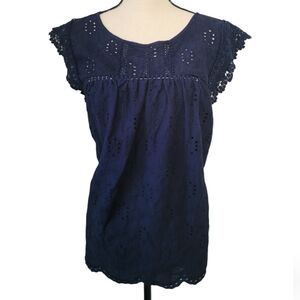 Navy Eyelet Knox Rose Size XL Blouse